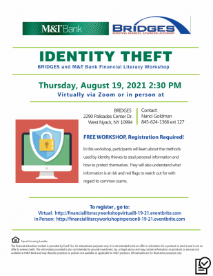 BRIDGES Identity Theft Workshop Flyer 8 4 21 2 1