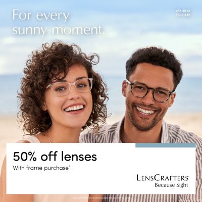 LensCrafters For every sunny moment 50 off lenses with frame purchase 1280x1280 EN