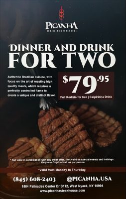 Picanha Dinner and Drink for Two for 79.95